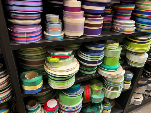 Picture of vintage and heritage striped grosgrain ribbon